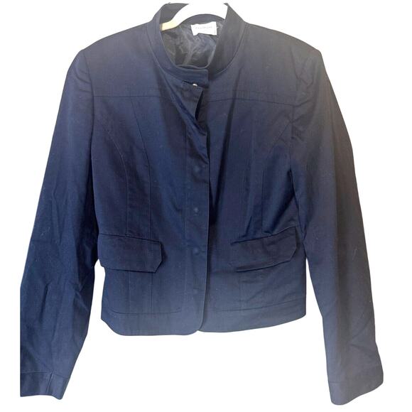 MOTIVI Made in Italy Black Military Jacket cropped snap front womens sz 12 - Picture 1 of 9